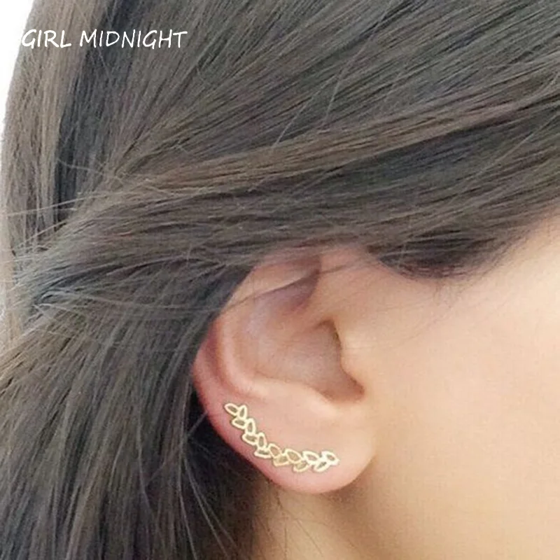 100% 925 стерлингового серебра завод Мода лист Форма серьги для женщин манжеты ухо