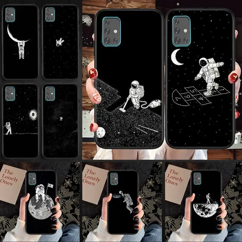 

Black Moon Stars Space Astronaut Phone Case Huawei P9 P10 P20 P30 P40 Lite 2017 Pro SMART2019 Cover Fundas Coque