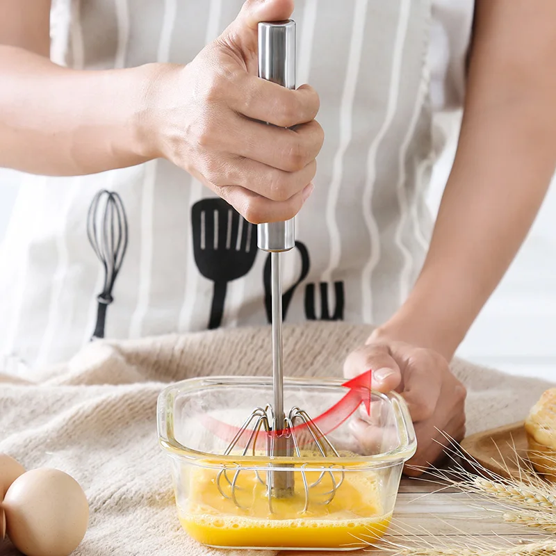 

1pc Semi Automatic Whisk Manual And Automatic Rotating Stainless Steel Whisk Hand Cranked Egg Cream Mixing Kitchen Tool