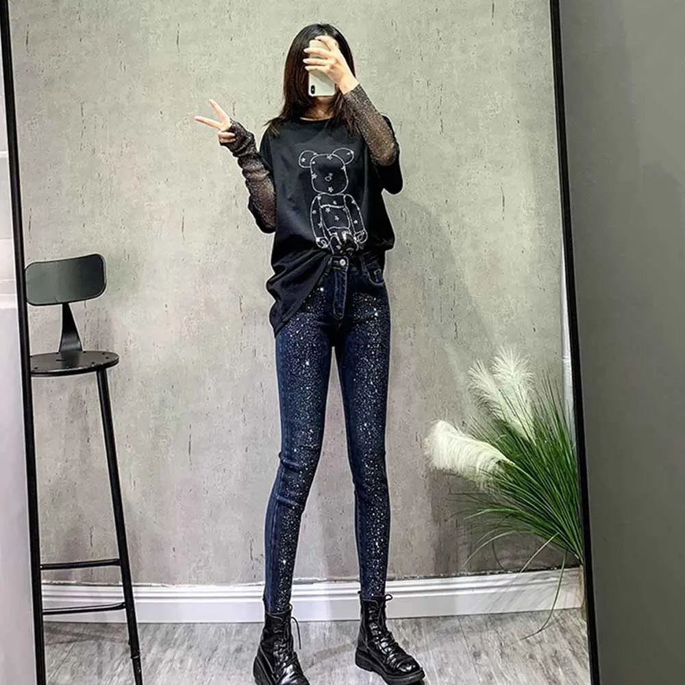 Новинка осени 2021 хлопковые стройнящие брюки-карандаш модные женские джинсы в