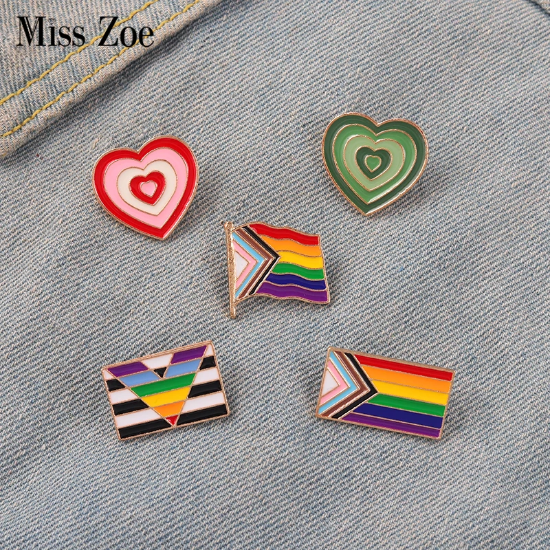 Градиентные эмалевые булавки под заказ гордость флаг сердце радуга победа брошь