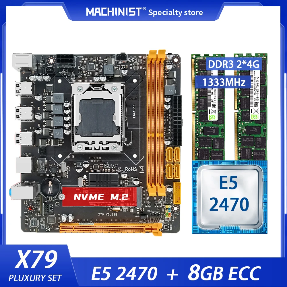 

Machinist X79 Motherboard Set With LGA 1356 Intel Xeon E5 2470 Cpu 2pcs x 4GB = 8GB 1333MHz DDR3 ECC REG Memory RAM X79 E5 V5.33
