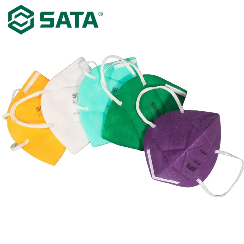 Пылезащитная маска SATA 20 шт. одноразовая разноцветная HF0001 белая желтая фиолетовая