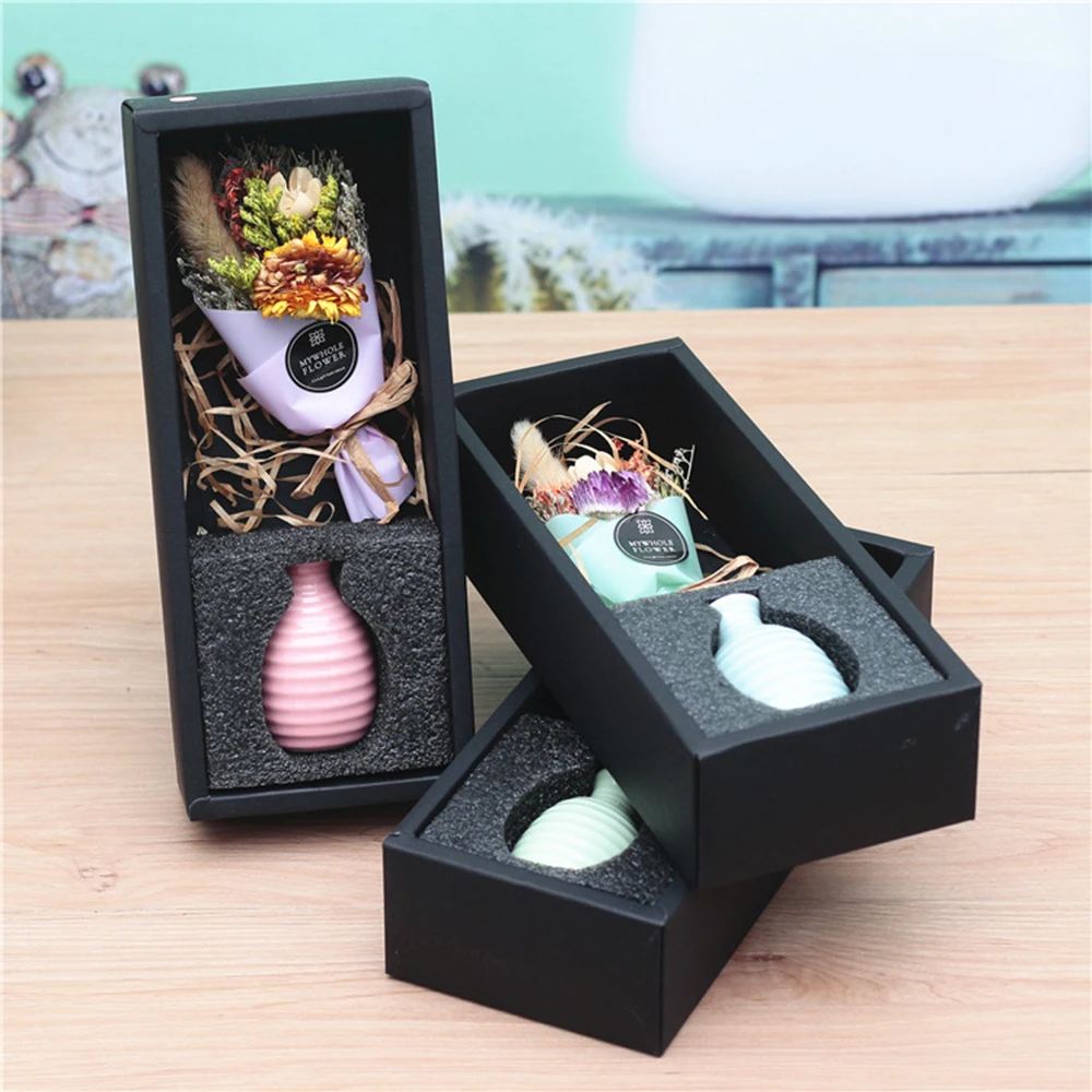 Букет цветов ручной работы с вазой искусственные сушеные цветы букет подарок для