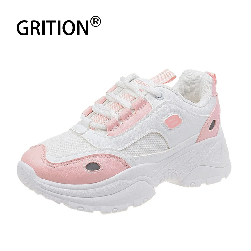 GRITION женская спортивная обувь Chunk каблук платформа дышащие туфли на плоской