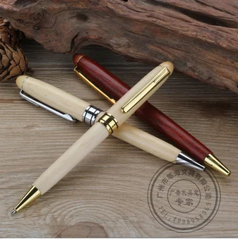 

Free Shipping Wooden Gold Pen Signature Ballpoint Pen Gift Stationery School Office Suppliers ballpoint pen