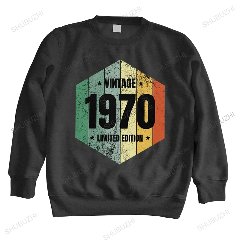 

Vintage Born In 1970 sweatshirts Men Pre-shrunk Cotton Stylish hoody O-neck 52 Years Old Birthday Gift sweatshirt Appare