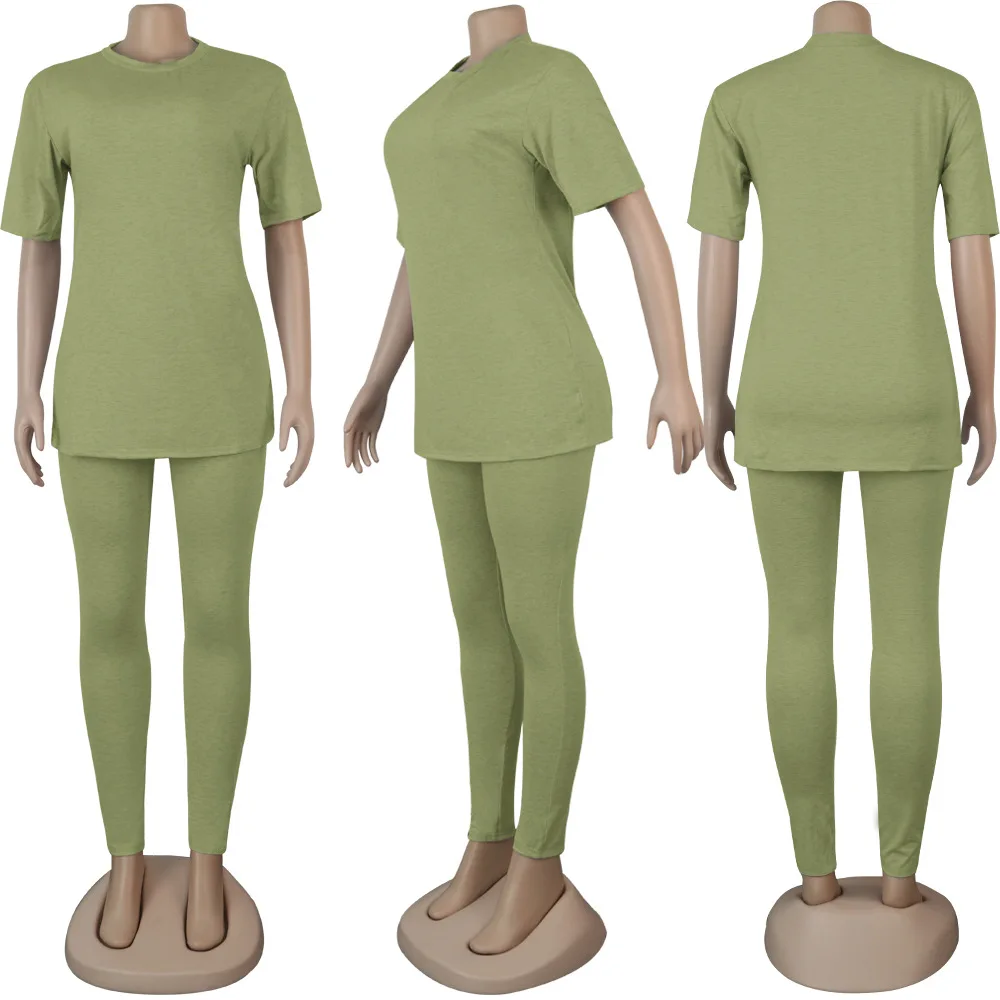 

Adogirl Plus Size 5XL Solid Women Set Short Sleeve T Shirt Jogger Pants Two Pieces Set Casual Fitness Tracksuits Loungewear
