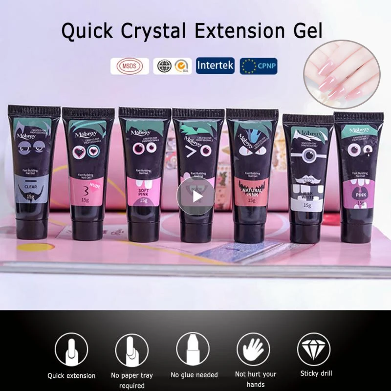 Нейл-арта Акрил Гель-розовый белый прозрачный кристалл УФ-светодиодный гель