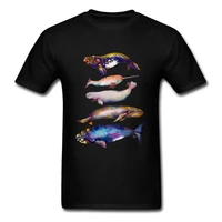 whale pyramid t shirt men black tshirt cotton t shirt cartoon clothes 5 watercolor whales printed clothes for thanksgiving day