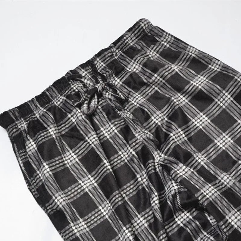 Men Sleep Pants Double-sided Velvet Soft Pajamas Trousers Casual Home Wear Loose Pants Sleep Bottoms