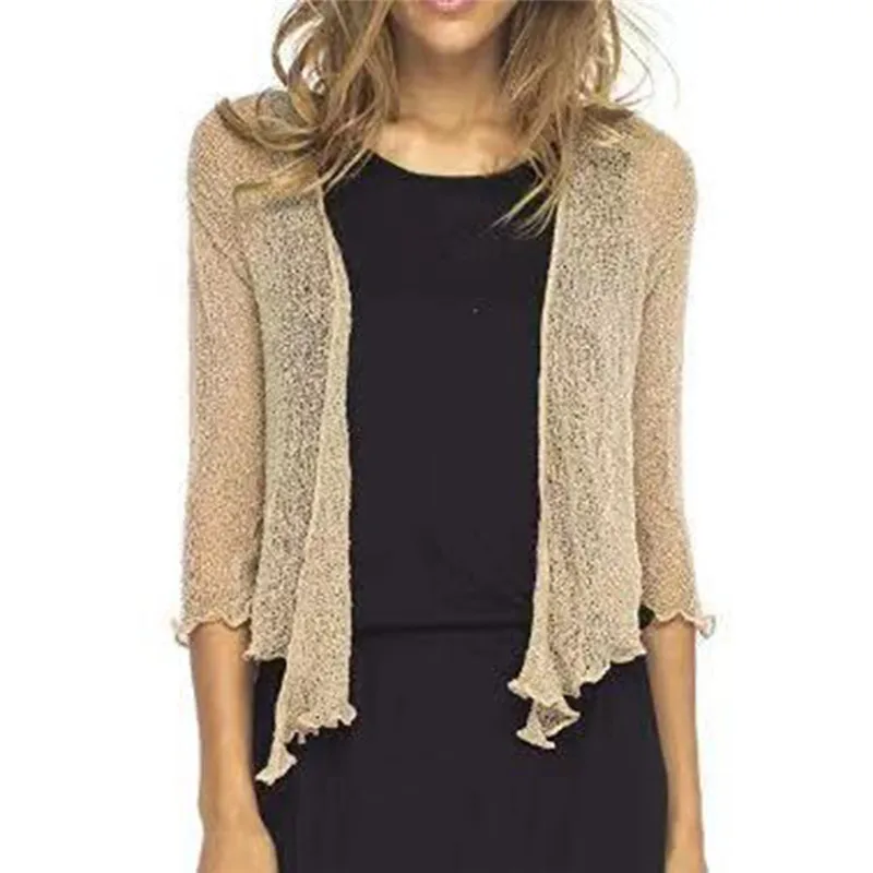 New Summer Solid Lace Chiffon Shirts Capes Women Short Sleeve Shrug Open Front Bolero Tops Cardigan Elegant | Женская одежда