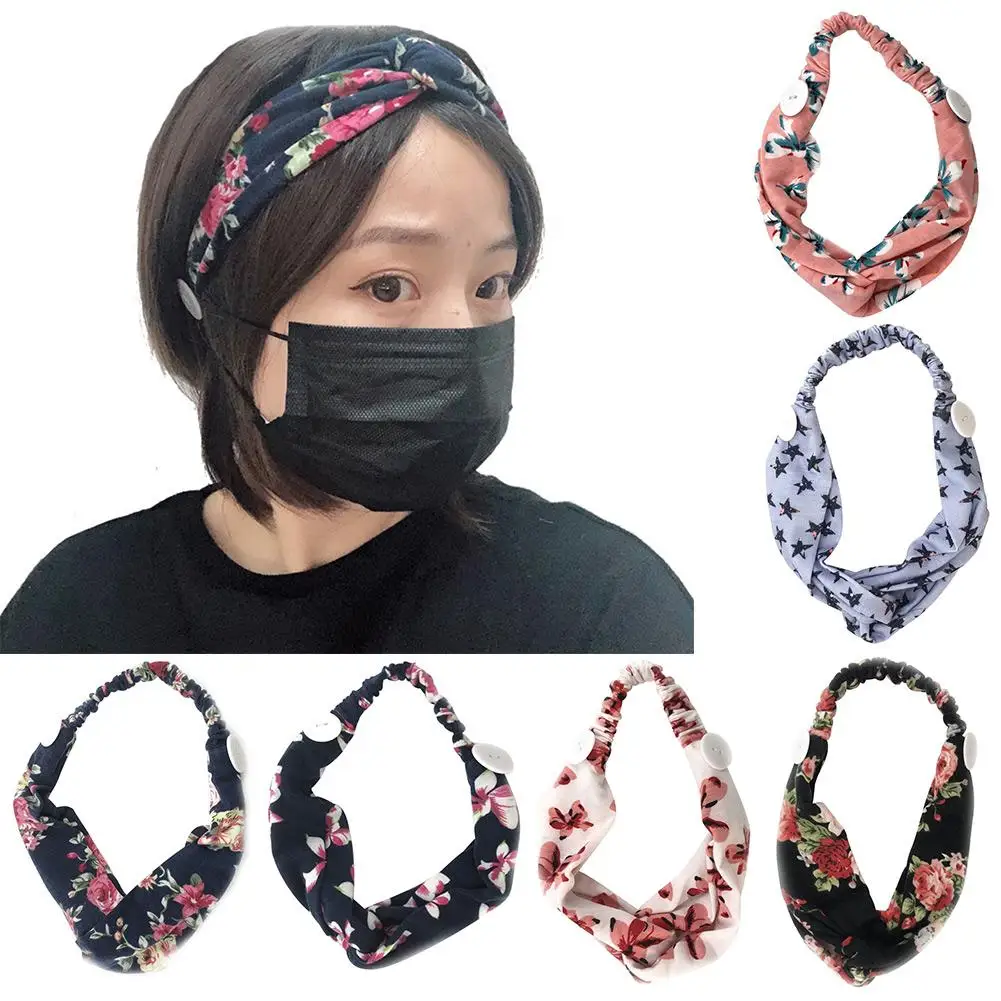 Маска для лица повязка на голову маски с пуговицами эластичная защиты ушей