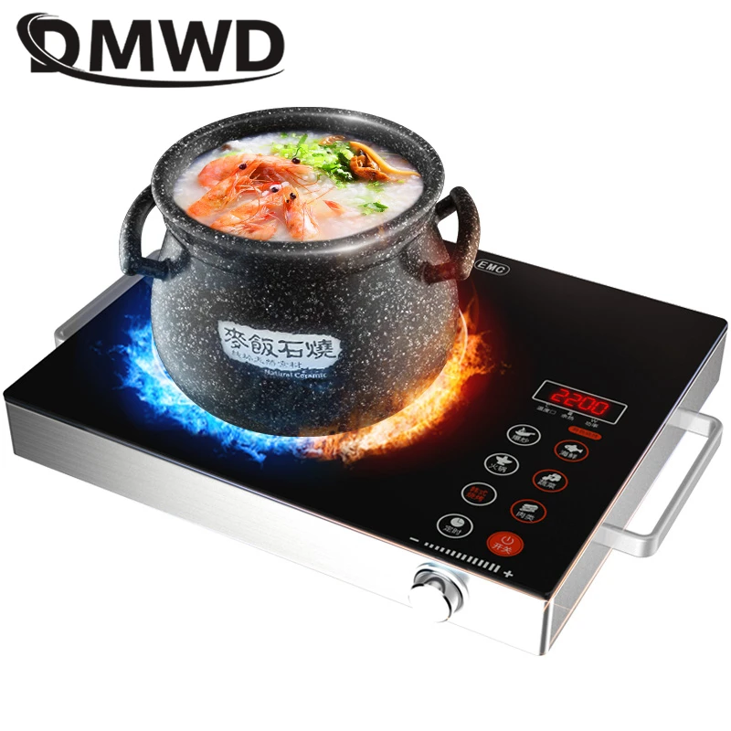 DMWD многофункциональная индукционная плита, 2200 Вт, горячая кастрюля, настоящая электрическая керамическая плита, Кухонная техника, высокая мощность, жаровня