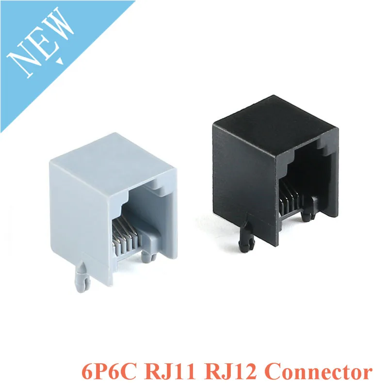10 шт. 6P6C RJ11 RJ12 разъем для монтажа печатной платы модульный телефона интерфейсный