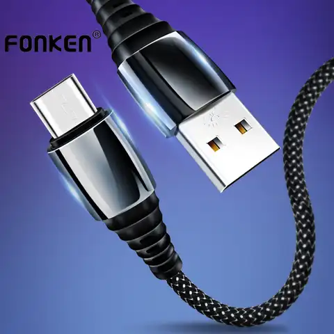USB-кабель FONKEN 5 А Type C для телефона, шнур USB C для быстрой зарядки, 0,3 м, 1 м, нейлоновый плетеный кабель из цинкового сплава, универсальное зарядн...
