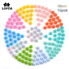 LOFCA, 15 мм, 10 шт., силиконовые бусины, пищевой силикон, круглые бусины для прорезывателя, Детские бриллианты, силиконовые бусины для прорезывания зубов сделай сам