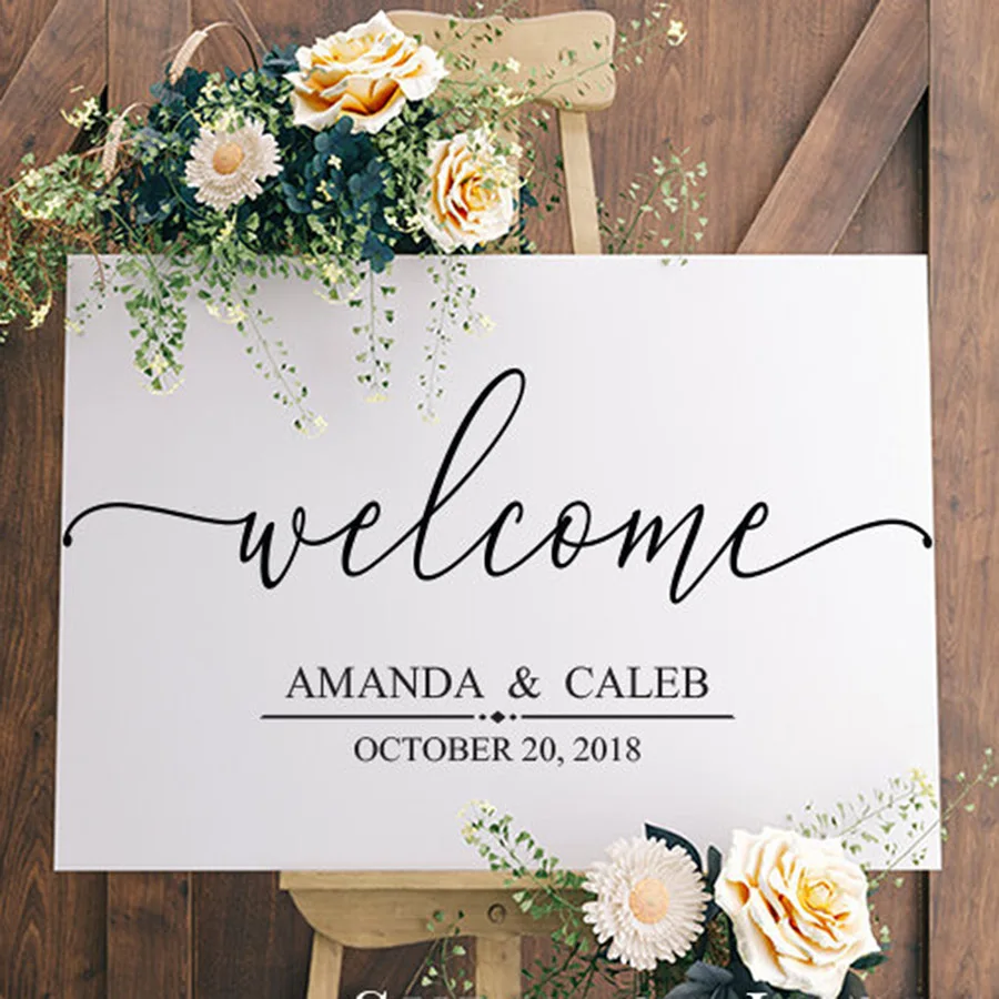 

Wedding Decor Sign Welcome Decal Chalkboard Decals Welcome To The Wedding Design Vinyl Wall Sticker Modern DIY Decor C494