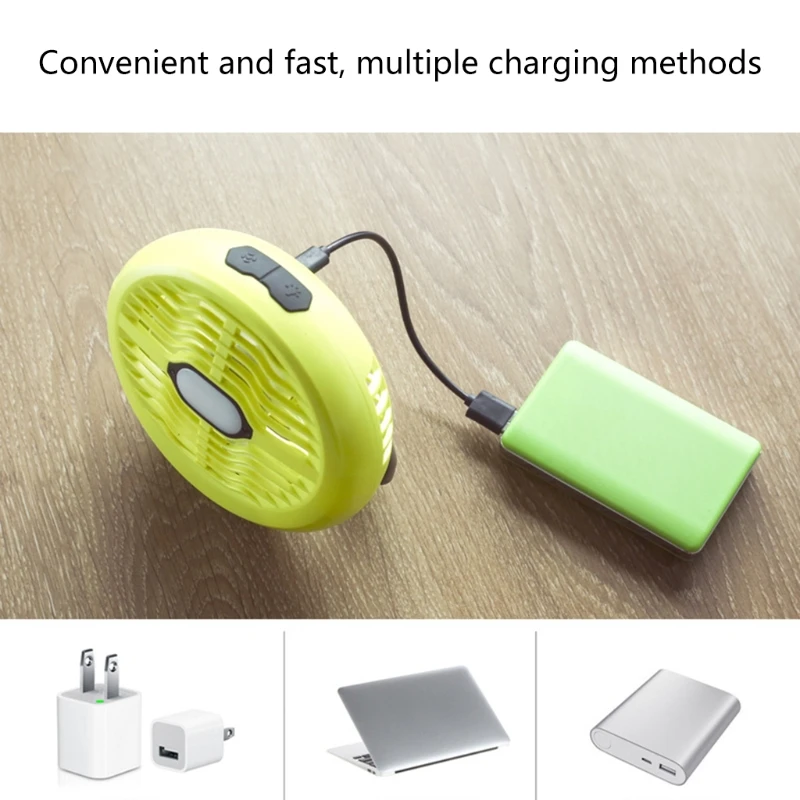 

New portable camping fan with LED lights RV hurricane emergency tent car with rechargeable USB fan and retractable hole