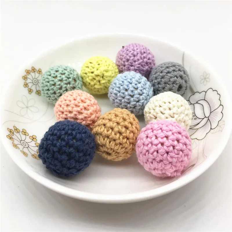 Chenkai-Cuentas redondas de ganchillo de 20mm, bolas de cuentas de madera para decoraci&oacute;n DIY, mordedor de madera para beb&eacute;, joyer&iacute;a, collar, pulsera, juguete, 10 Uds.-1