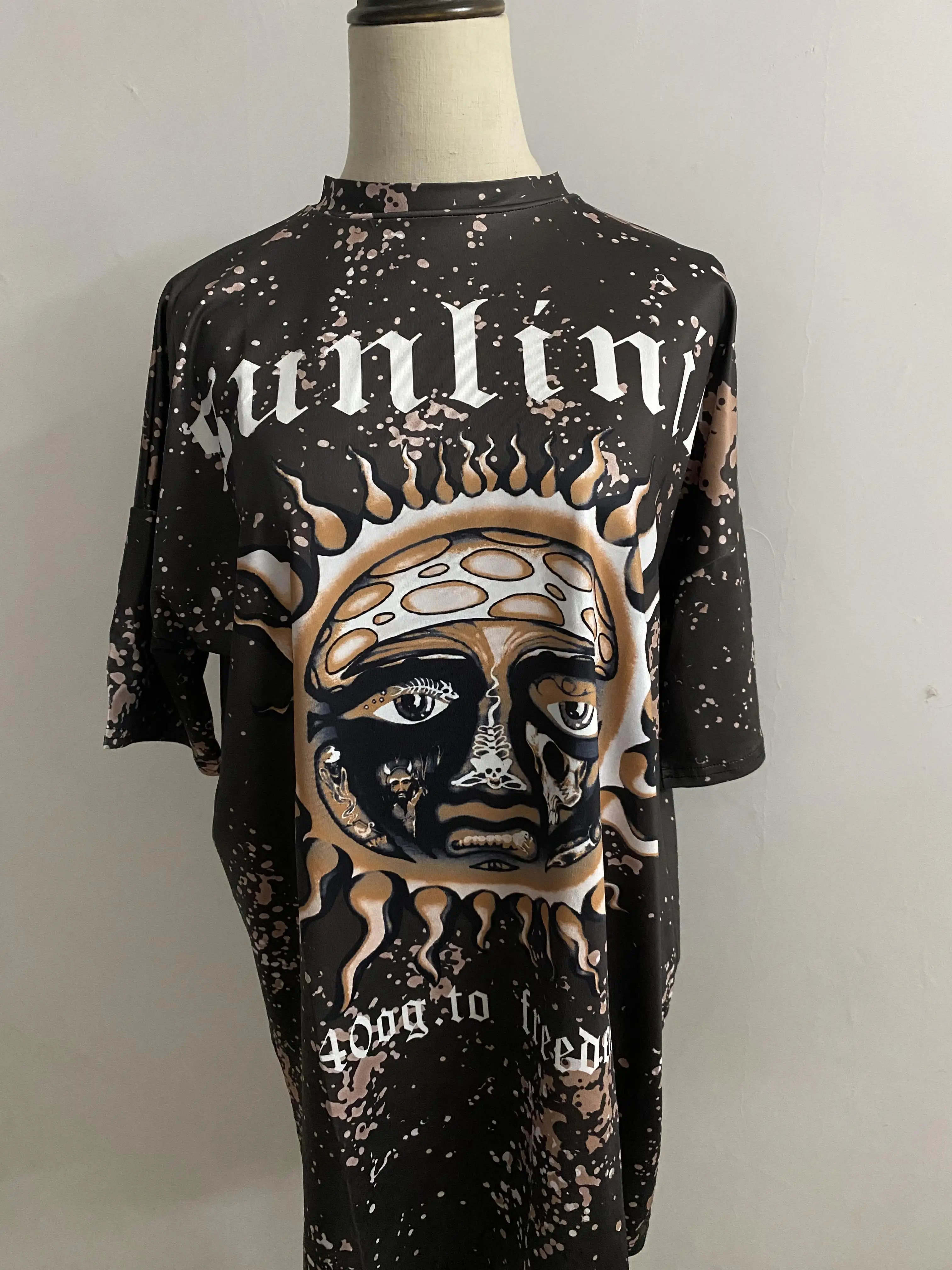 

Explosive Version 2021 European American Graffiti Letters Printed Short-sleeved T-shirt Loose Trend Street Female T-shirt Casual