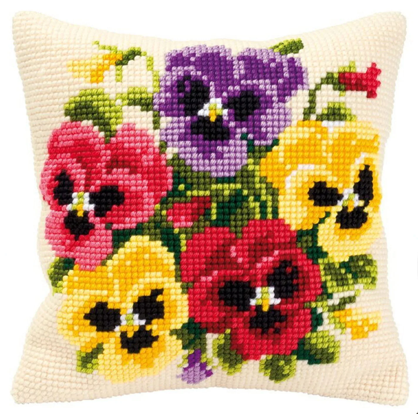 

Latch Hook Cushion Red Flower Pillow Case Color Canvas Acrylic Yarn Latched Hook Pillow Kits Crochet Cushion Cover