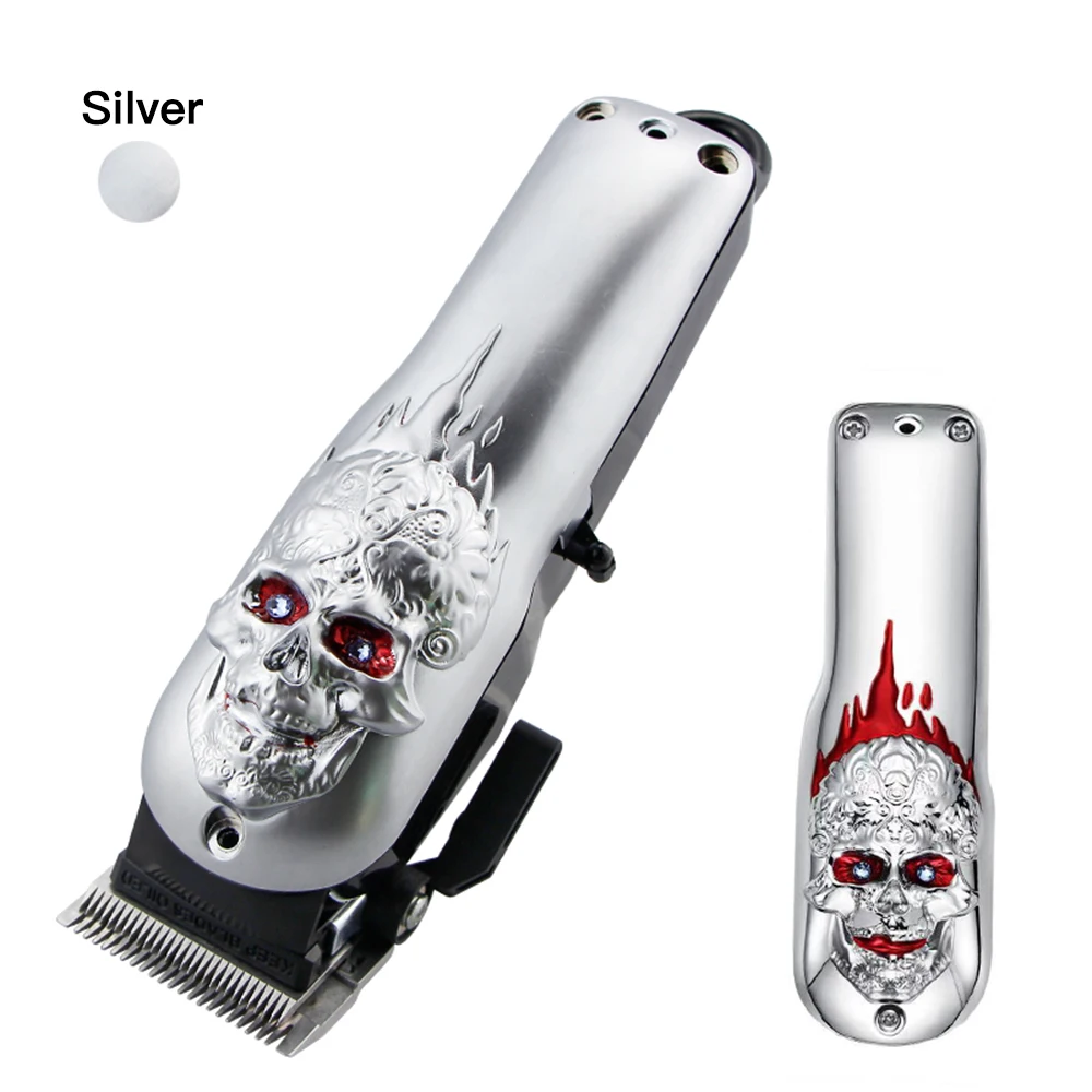 Skull Head-Silver Парикмахерская голова льва из цинкового сплава ретро градиентная масляная голова клипер Крышка Ремонт оболочка клипер крышка аксессуары - Цвет: Skull Head-Silver