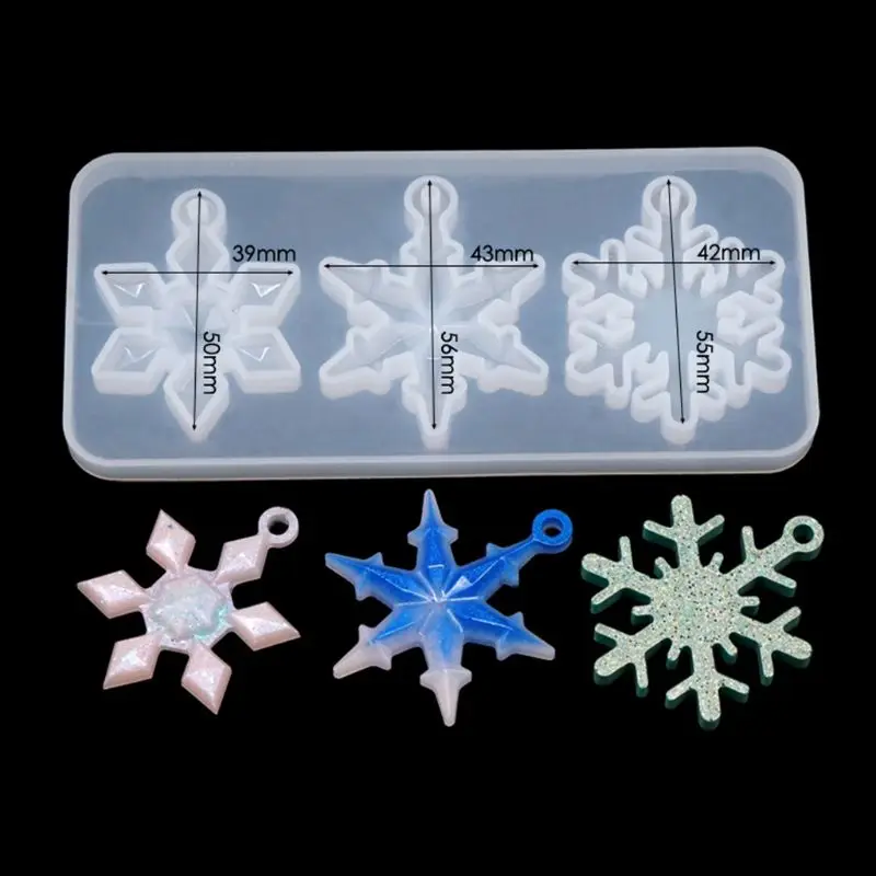 

Crystal Epoxy Resin Mold Snowflake Pendant Casting Silicone Mould DIY Craft Tool