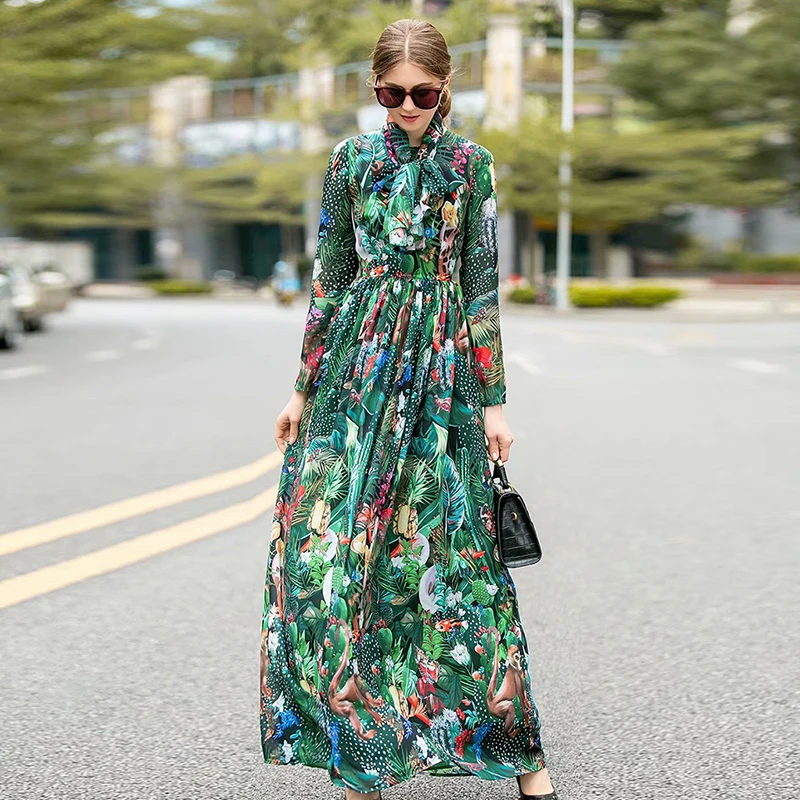 Высокое качество новейшая мода 2020 дизайнерское подиумное платье макси женское