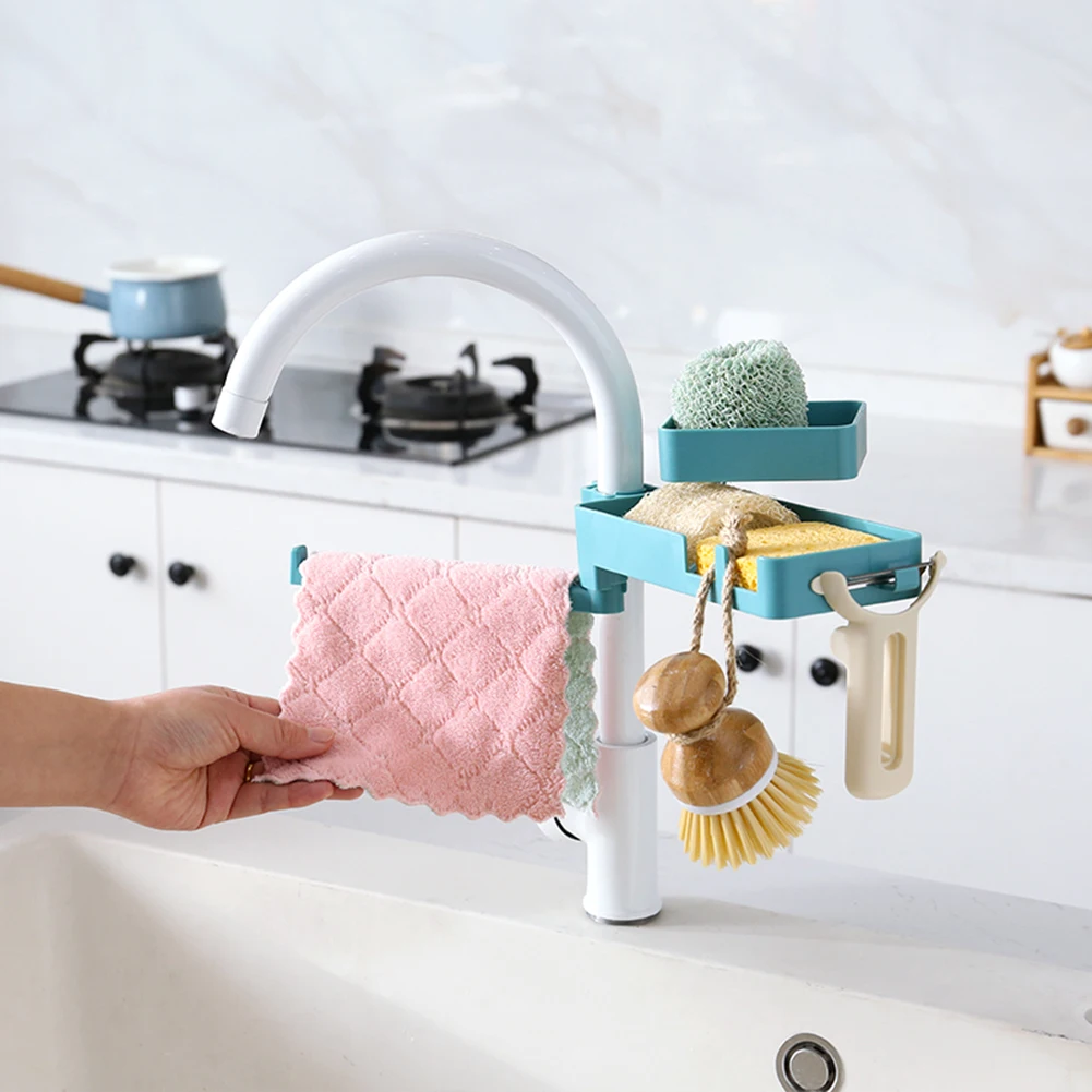 Creative Kitchen Bathroom Sink Faucet Storage Shelf Sponge Soap Dish Cloth Drain Rack Pool Rag Organizer Holder | Дом и сад