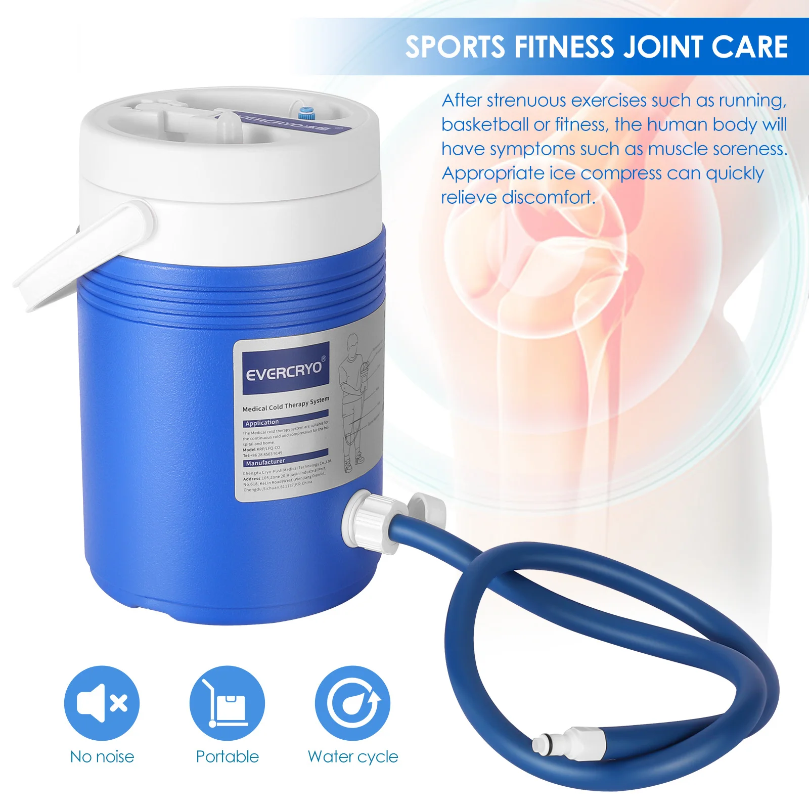 

Cold Therapy Machine System with Large Knee Pad Adjustable Ergonomic Wrap Pad Cooler Pump Effective Cryotherapy Freeze Kit Pump