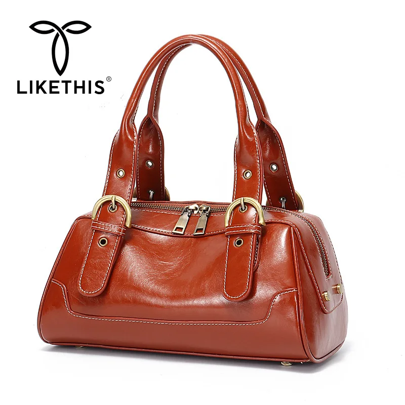 

Vintage Genuine Leather Women's Handbag Hot Sale Cowhide Bag for Women High Quality Soft Fashion Top Handle Bags 2021 Bolsos