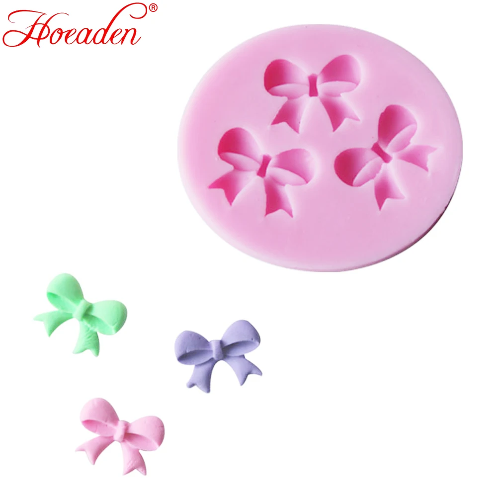 

2022 New Fondant Chocolate Pudding Silicone Mold 3-Hole Bow Knot Design Modeling Cake Decoration Food Grade Silicone Molds