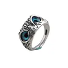 Очаровательное винтажное милое мужское и женское простое дизайнерское кольцо в виде совы серебристого цвета E свадебное фото