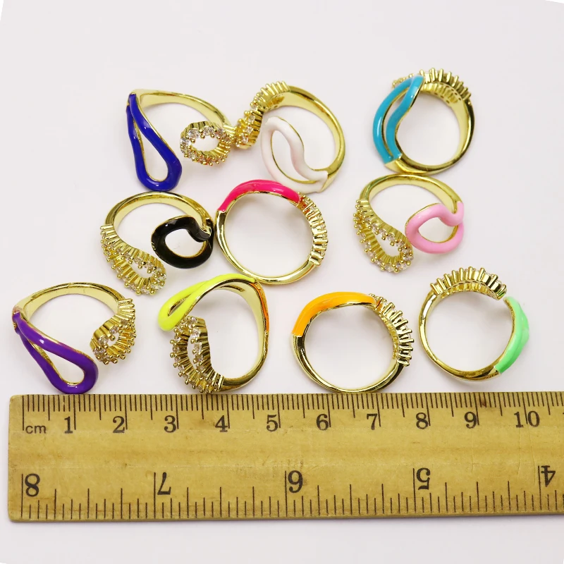 

10 piece High quality Open Enamel colorful Jewelry rings Summer color jewelry rings Gift for women jewelry Gift 51314