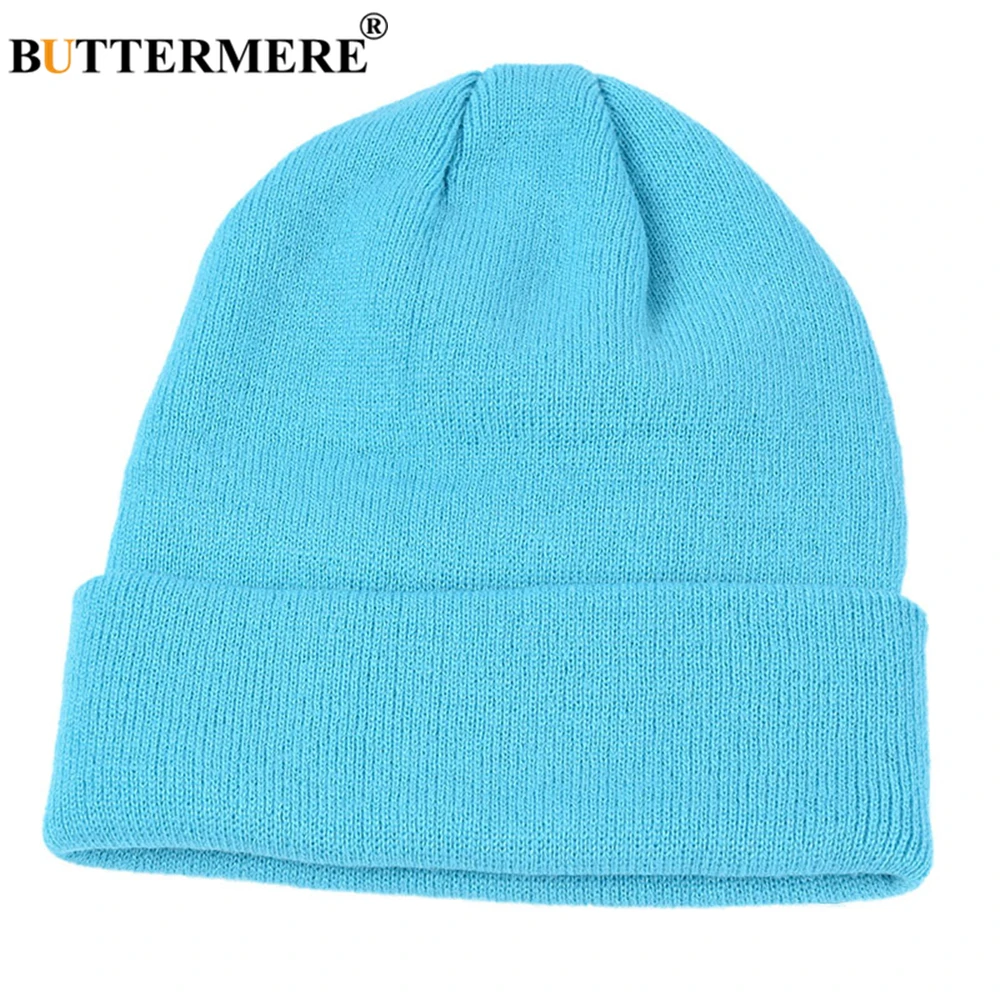 BUTTERMERE Skullies Beanies зимняя шапка для мужчин и женщин корейская мода теплая однотонная оранжевая желтая красная синяя черная Повседневная вязаная шапка
