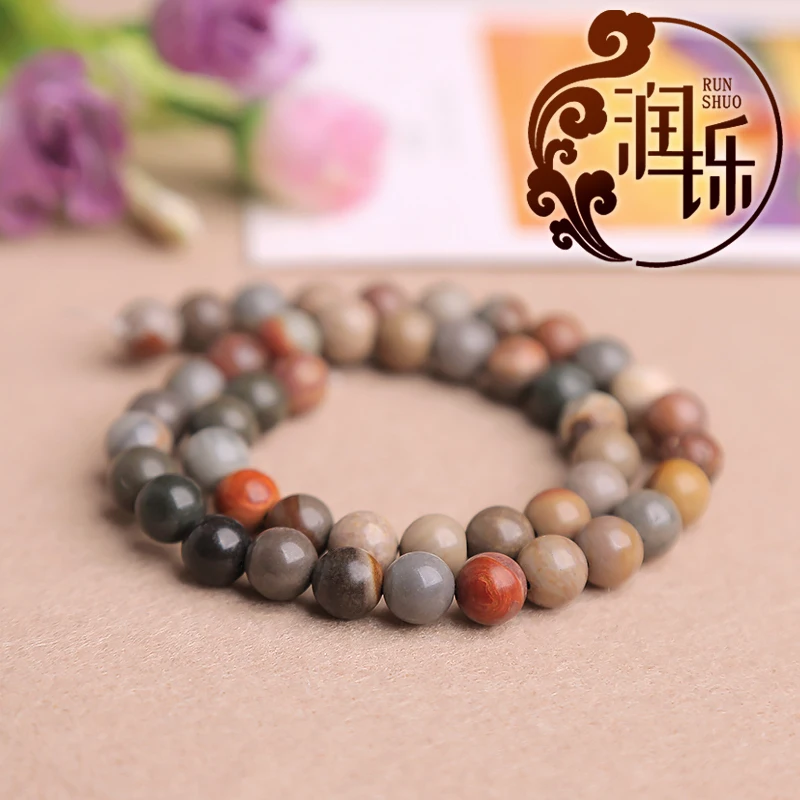 

Ocean Jaspers Natural Stone Beads Smooth Round Loose Beads For Jewelry DIY Making Bracelet Ear Studs 15" Inch 4/6/8/10/12mm