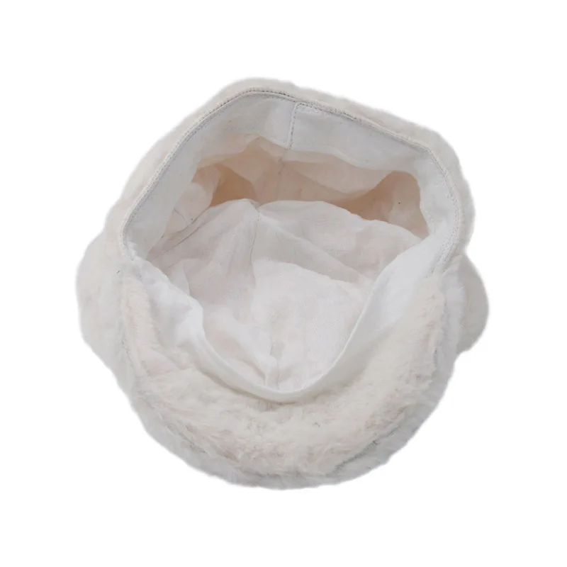 Осенне зимняя белая шапка для женщин однотонная восьмиугольная кепка газетчика