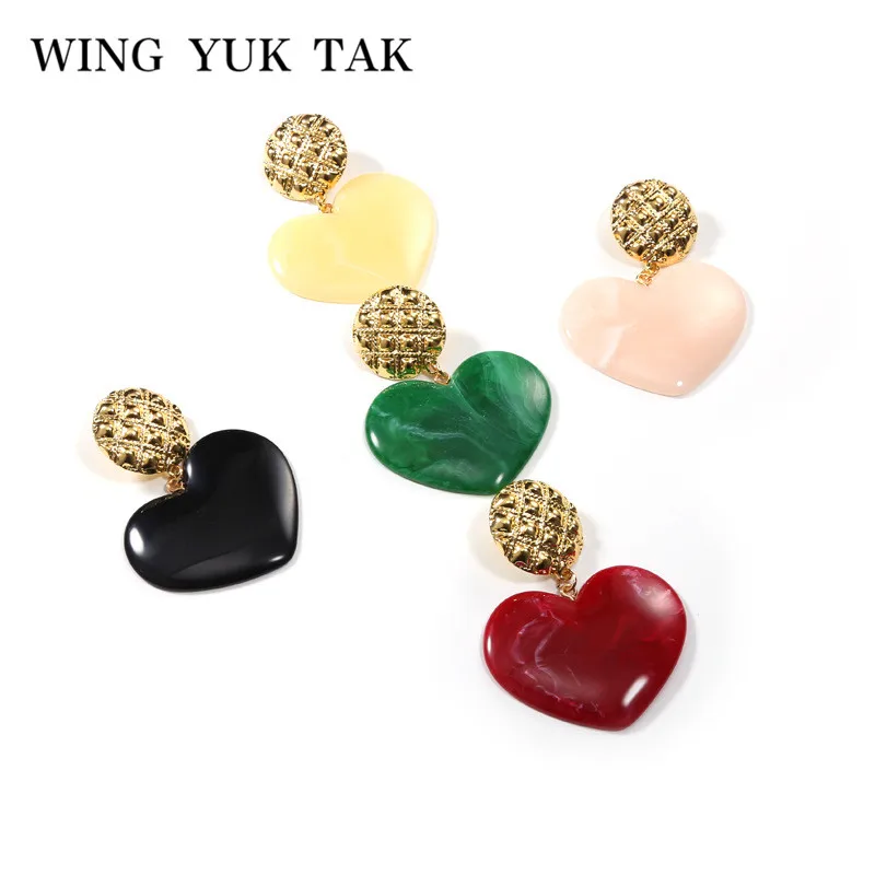 Крыло ЮК так Бохо акриловые сердца яркие подвески серьги для женщин вечерние