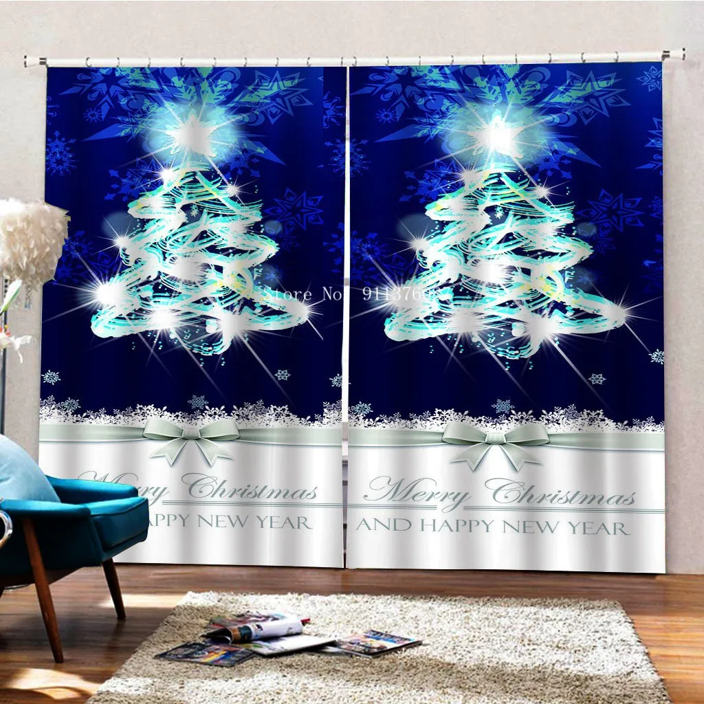 Рождественская елка красное украшение фотообои для окон Декор дома Подарочный