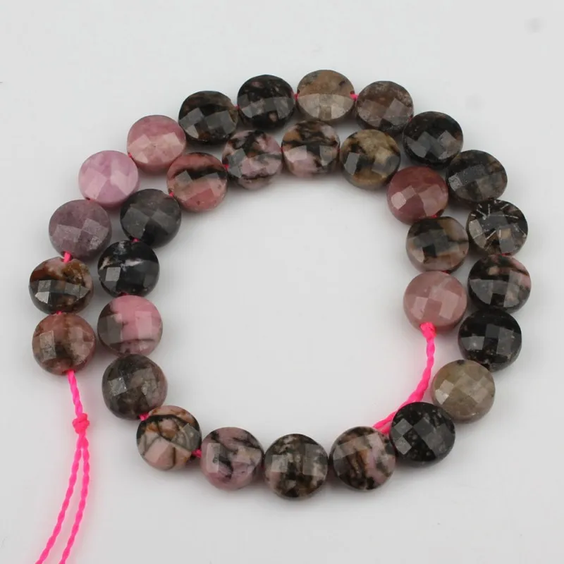 Rhodochrosite Граненые натуральный тёмно-красный агат, халцедон Аквамарин плоский круглый камень бусины для самостоятельного изготовления ювелирных изделий браслет Цепочки и ожерелья 7,5 ''6x5 мм - Цвет: Rhodochrosite