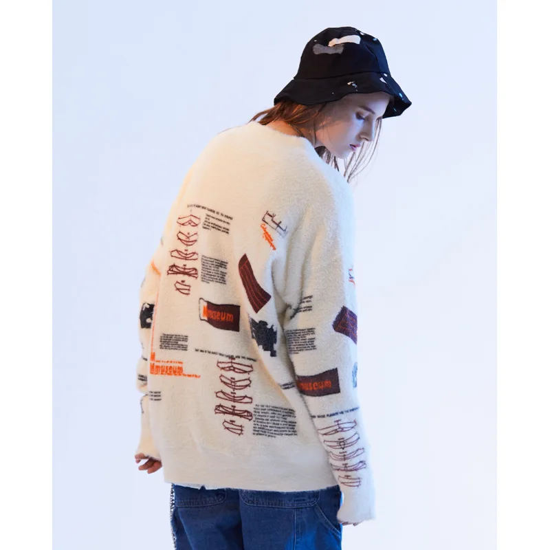 UNCLEDONJM Autumn Winter Harajuku Printed Sweater Casual Long Women Fashion Loose Fit Boy friend Pullovers Sweaters |