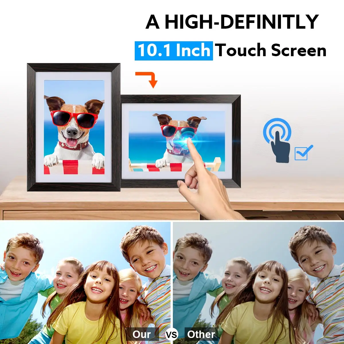Умная цифровая фоторамка WIFI 10 1 дюймов 1280x800 IPS сенсорный экран пульт