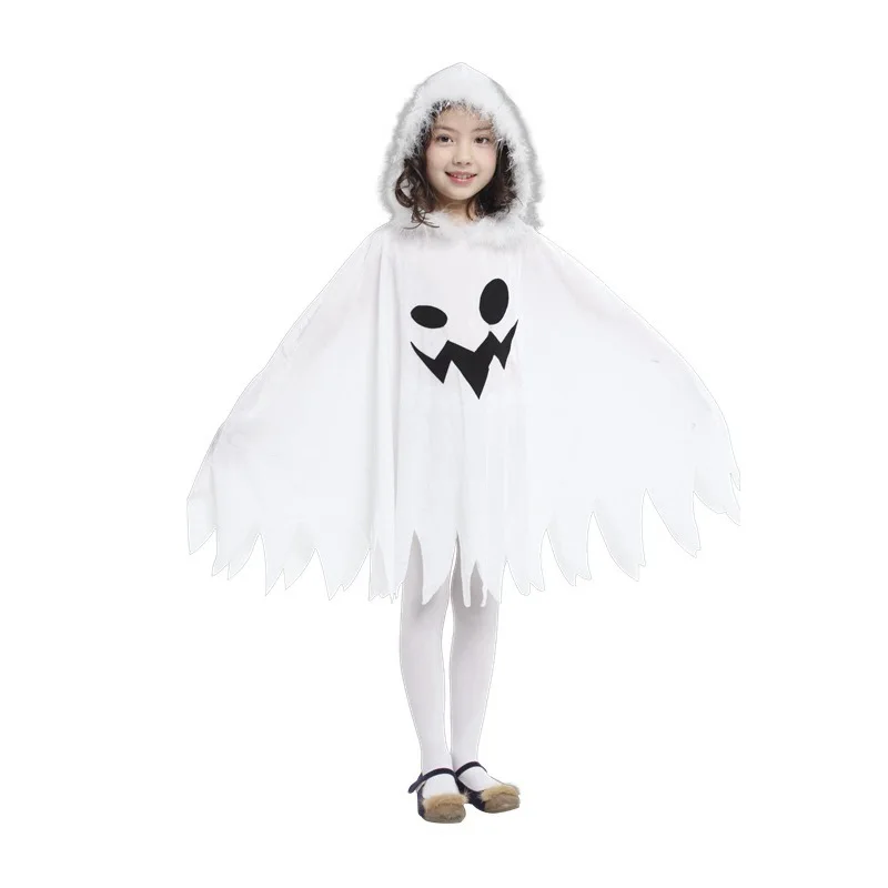 

Child Kids Toddlers White Ghost Cloak Halloween Costumes for Girls Elf Fairy Cape Cosplay Role Play Fancy Dress