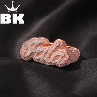 hip hop new mens big diy custom letter ring men ring famous brand iced out micro pave cz ring punk rap jewelry size