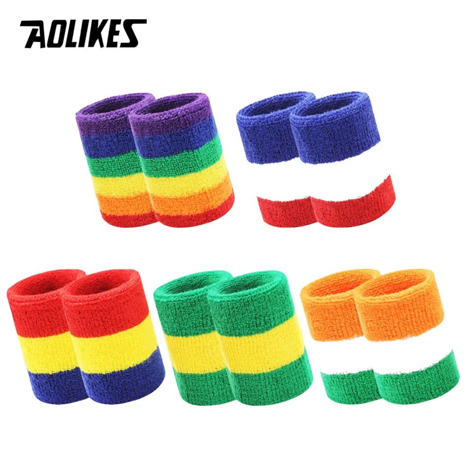 AOLIKES Colorful Cotton Unisex Sport Sweatband Wristband Wrist Protector Running Badminton Basketball Brace Cloth Sweat Band | Спорт и