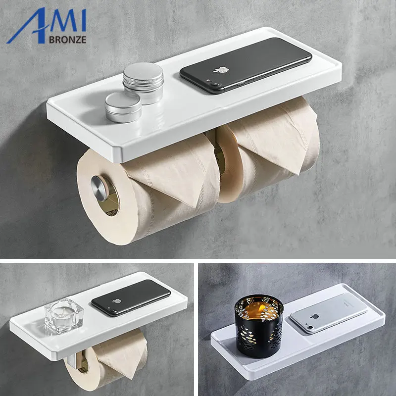 Бумажный Держатель Белая смолистая панель и 304 нержавеющая сталь бумажная полка
