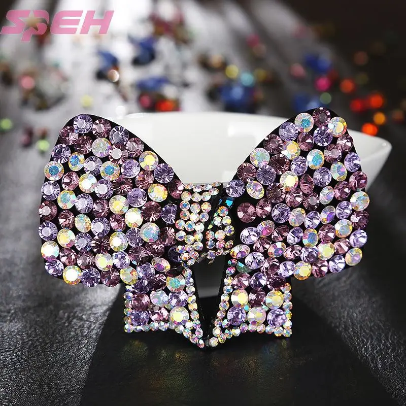 

Bow spring clip leather full diamond hair accessories hairpin rhinestone crystal high-end adult mature Joker headdress