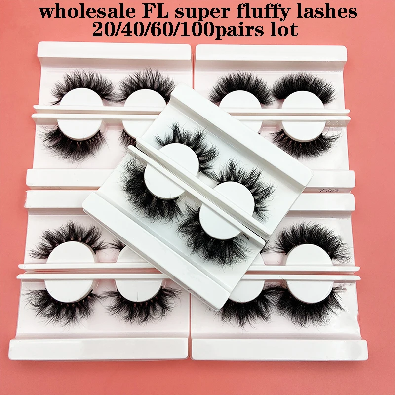 

FL Wholesale Fluffy Mink Eyelash 20/40/60/100 Pairs/lot Super Fluffy Wispy Volume Natural False Eyelash Resuable Lashes In Bulk
