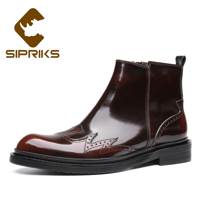 Sipriks мужские лакированные кожаные ботинки на молнии модные классические